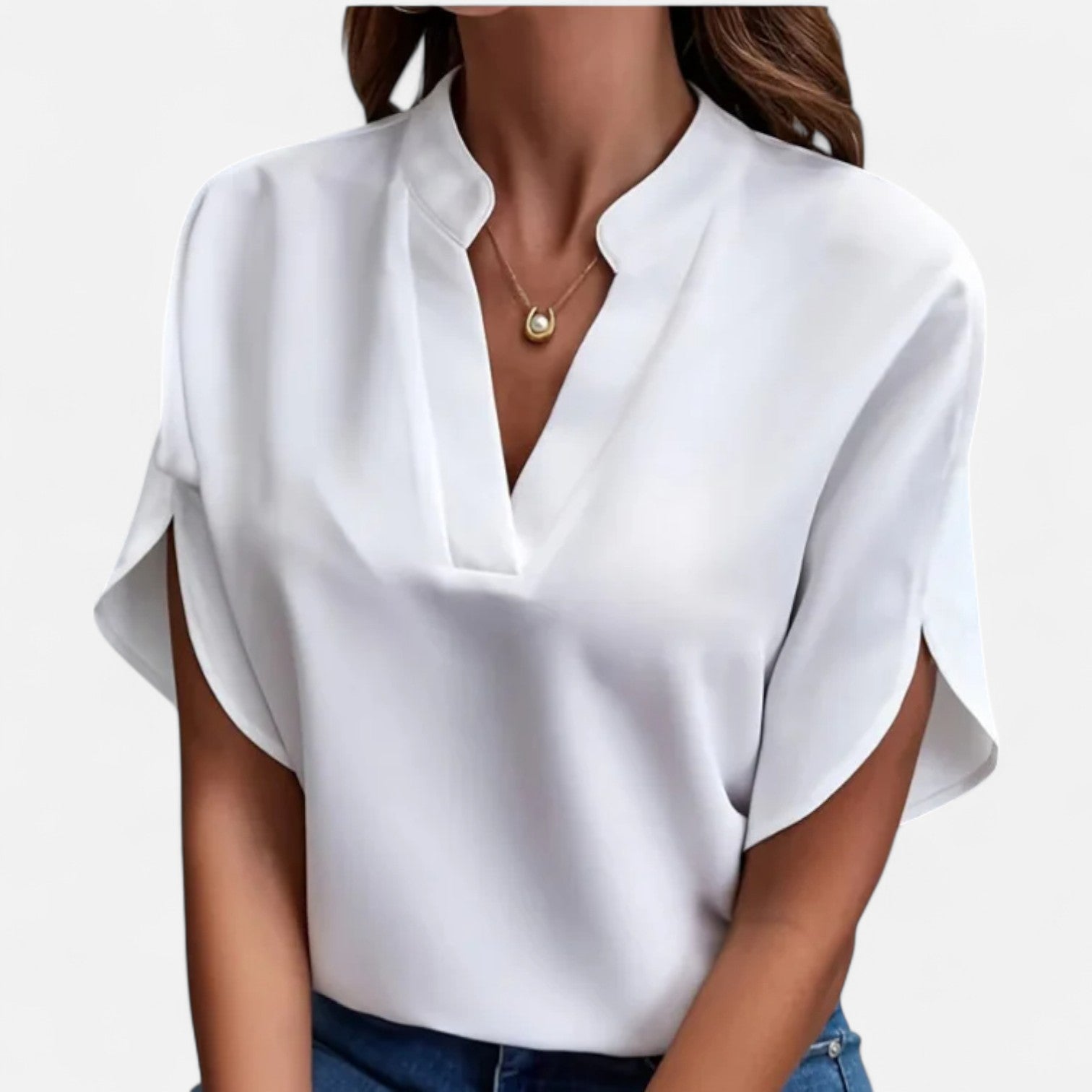 La Cartiera | Elegant V-Neck Short Sleeve Blouse