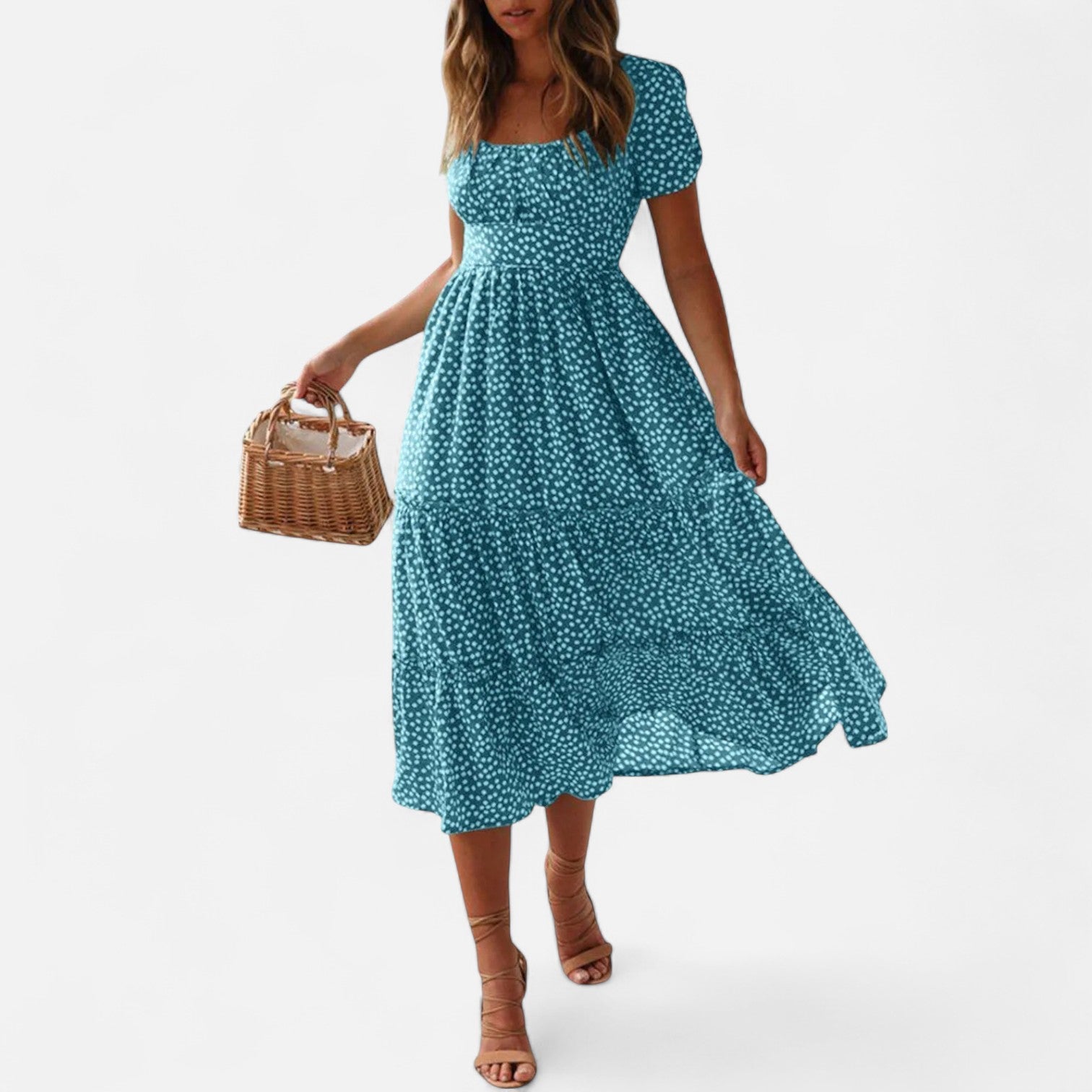 La Cartiera | Lightweight Flower Print Short Sleeve Dress