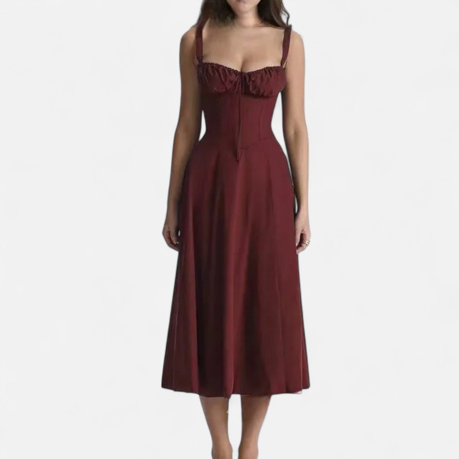 La Cartiera | Floral Corset Long Dress in Soft Silhouette