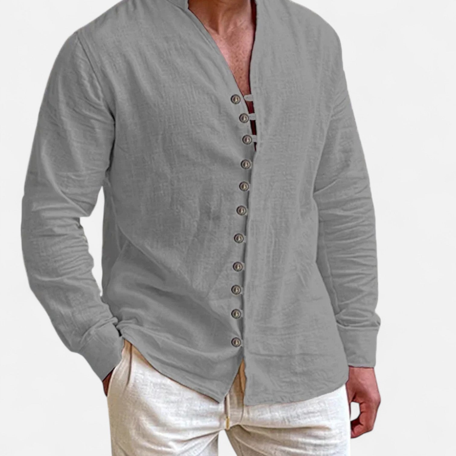 La Cartiera | Multi-Button Cotton Linen Shirt