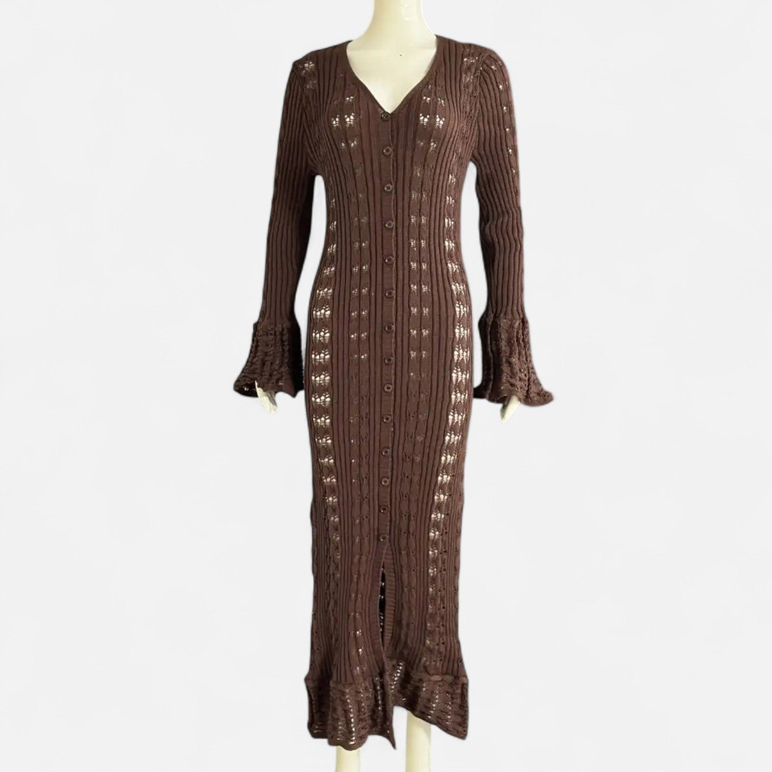 La Cartiera | Knitted Long Dress with Sculpted Detailing