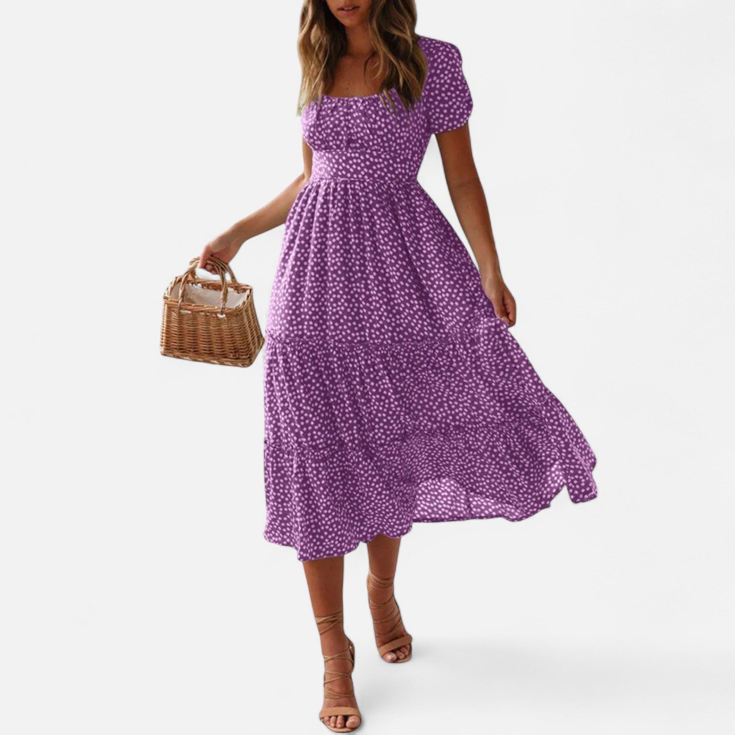 La Cartiera | Lightweight Flower Print Short Sleeve Dress