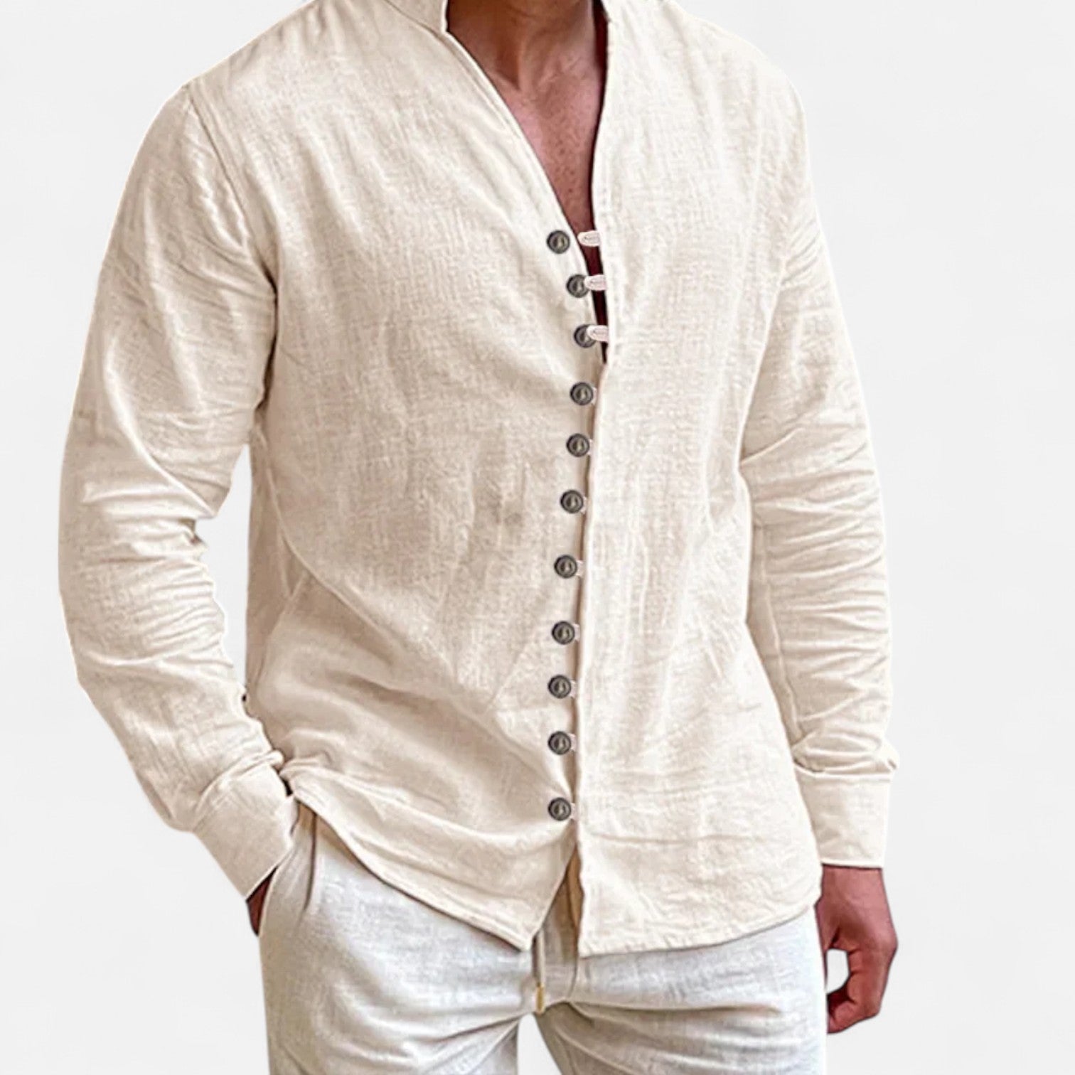 La Cartiera | Multi-Button Cotton Linen Shirt