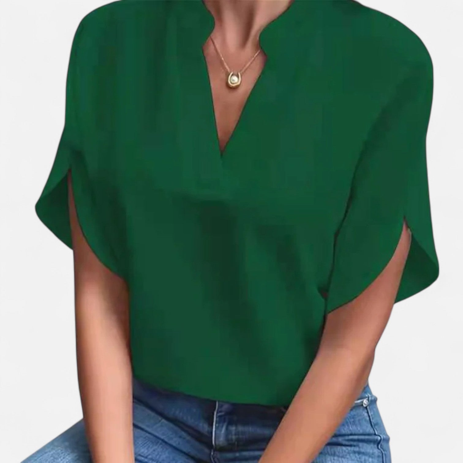 La Cartiera | Elegant V-Neck Short Sleeve Blouse