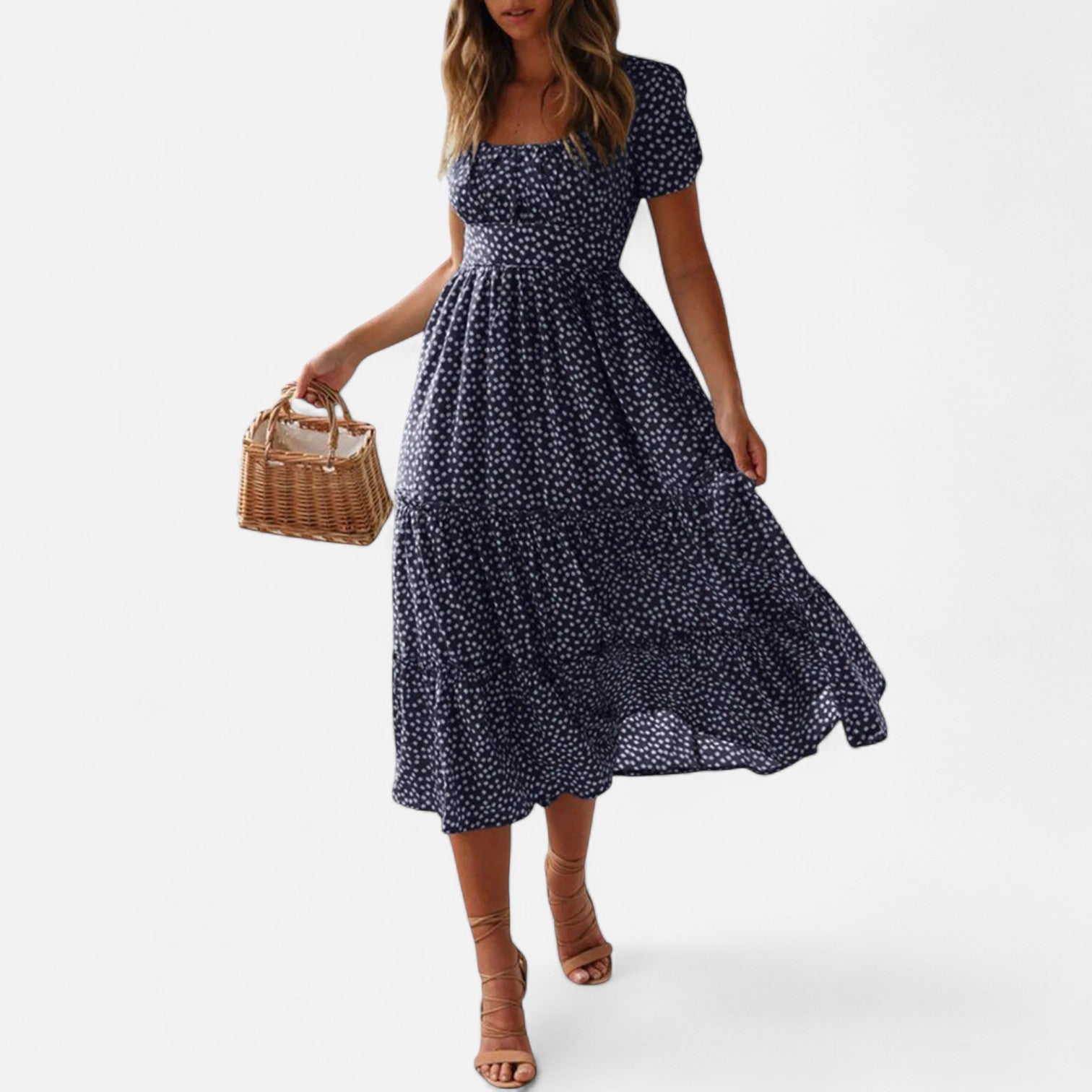 La Cartiera | Lightweight Flower Print Short Sleeve Dress