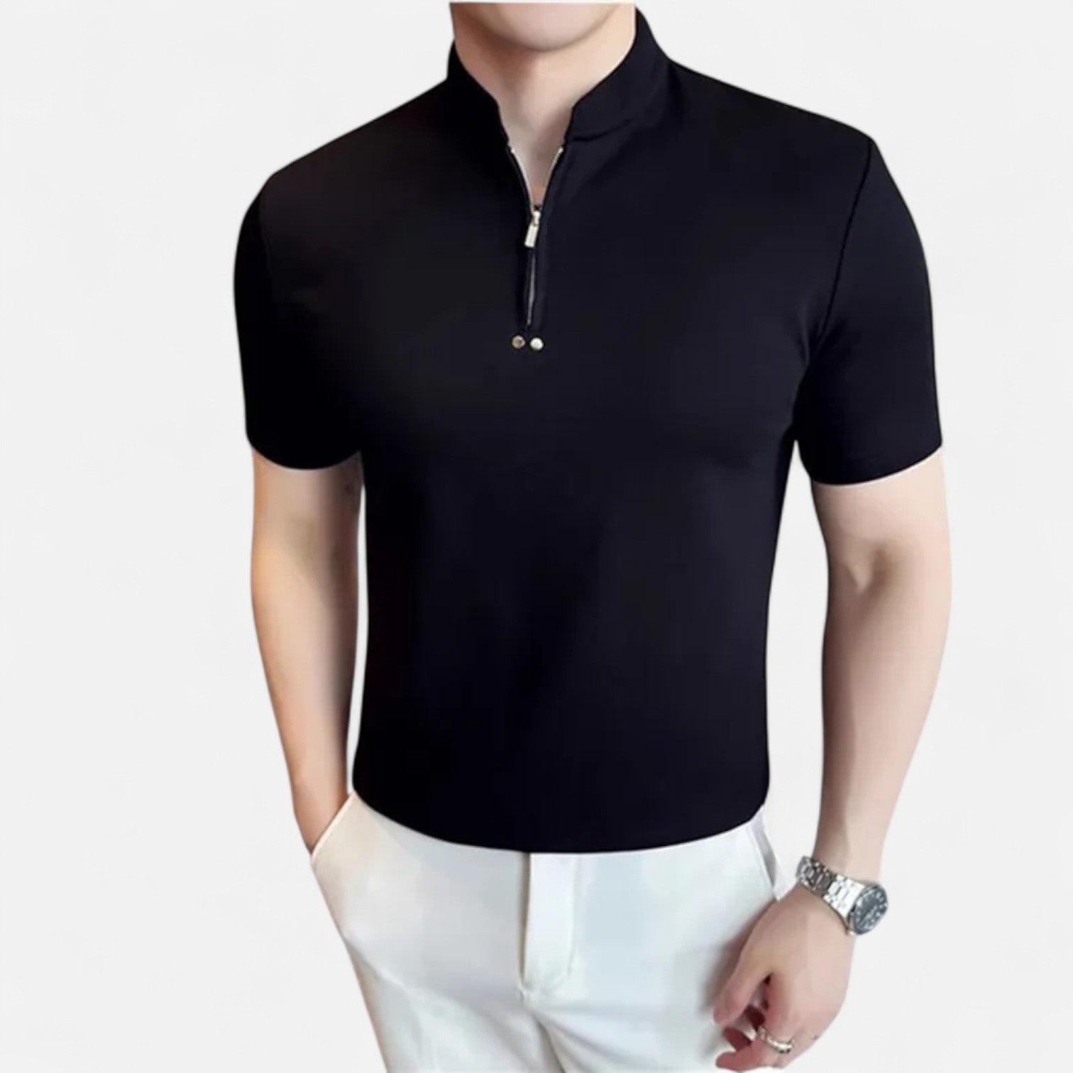 La Cartiera | Stand Collar Cotton T-Shirt