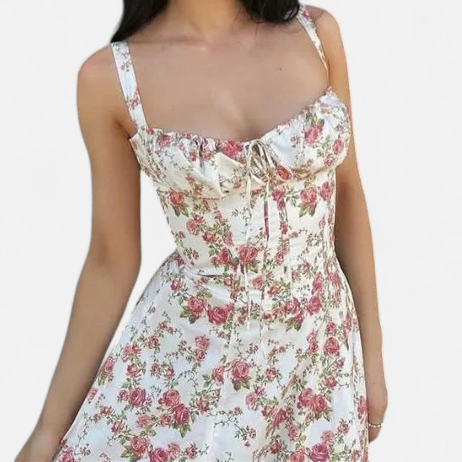 La Cartiera | Floral Corset Long Dress in Soft Silhouette