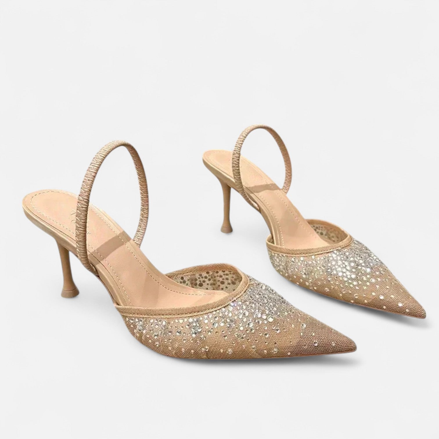 La Cartiera | Elegant Crystal Mesh Strappy Heels