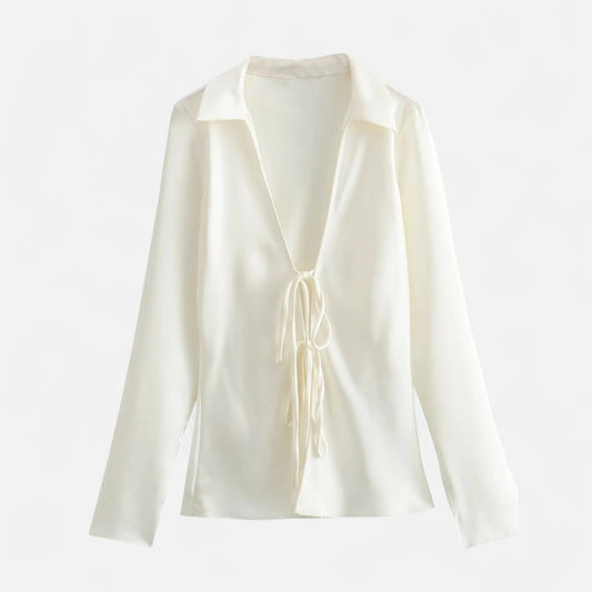 La Cartiera | Satin Silk Texture Long Sleeve Shirt