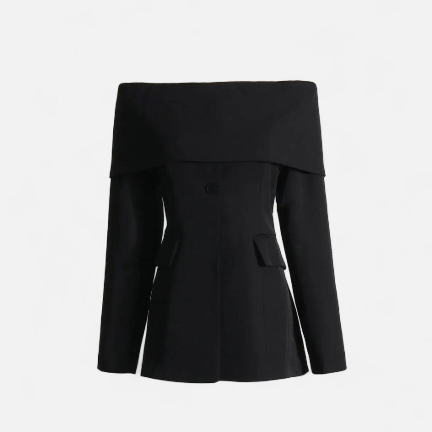 La Cartiera | Women’s Off-Shoulder Buttoned Long Sleeve Suit Coat