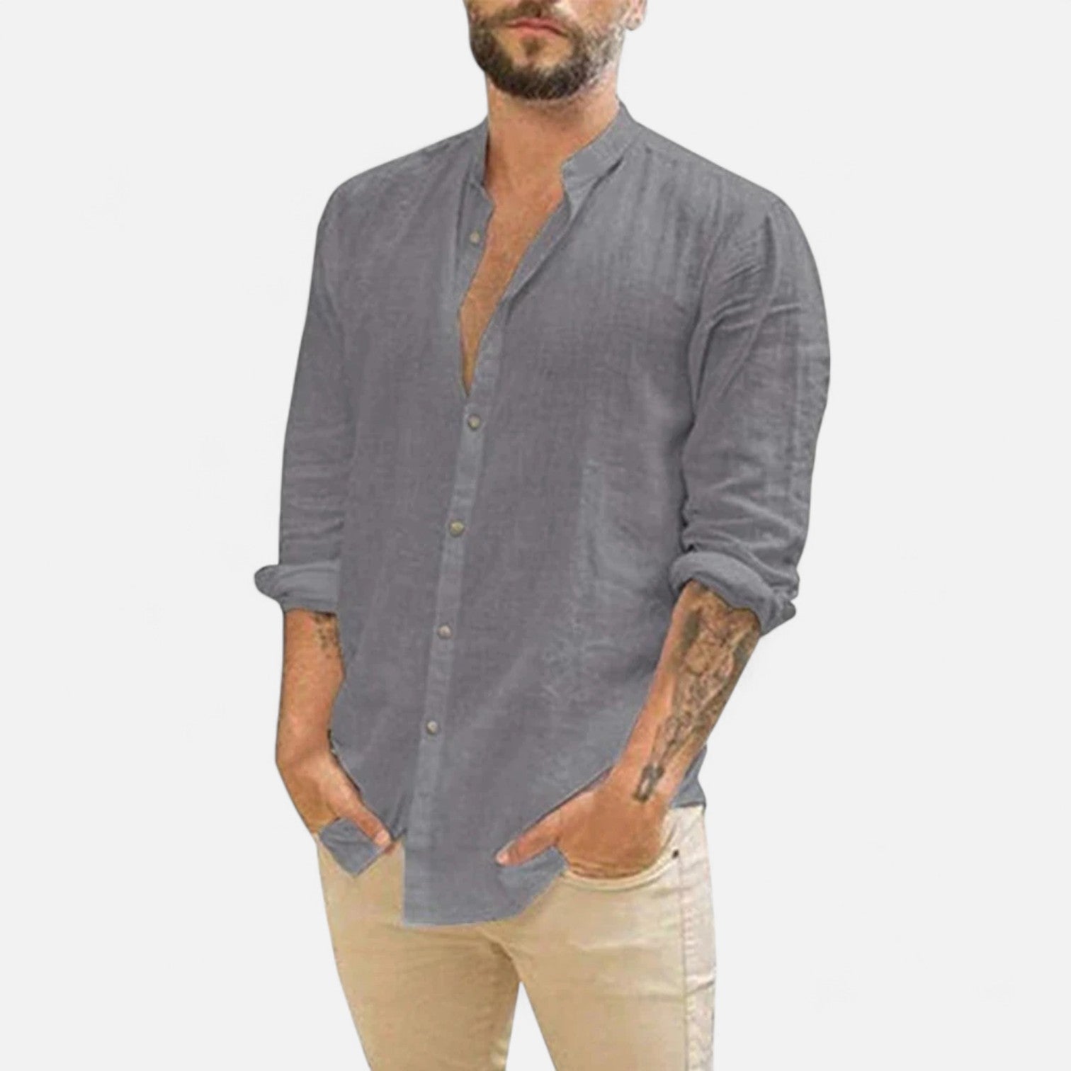 La Cartiera | Long‑Sleeve Cotton‑Linen Shirt – Riviera Heritage