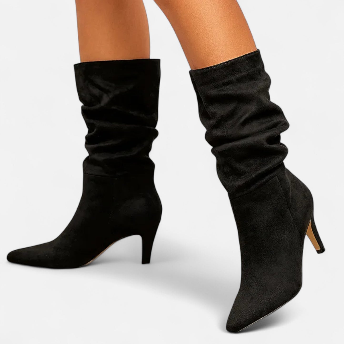 La Cartiera | Women’s Suede Wrinkled Stiletto Heel Boots