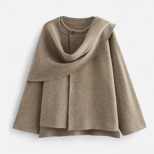 La Cartiera | Women’s Plush Sweater with Asymmetric Scarf