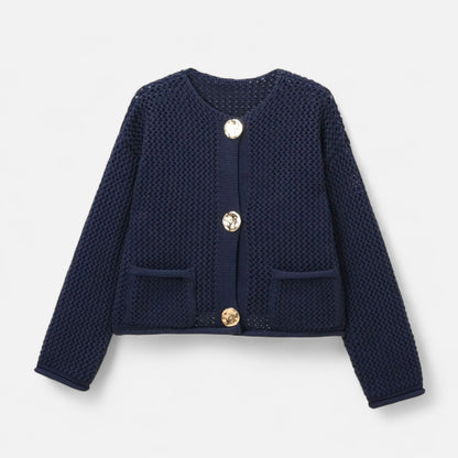 La Cartiera | Women’s Crewneck Wool Blend Knitted Cardigan