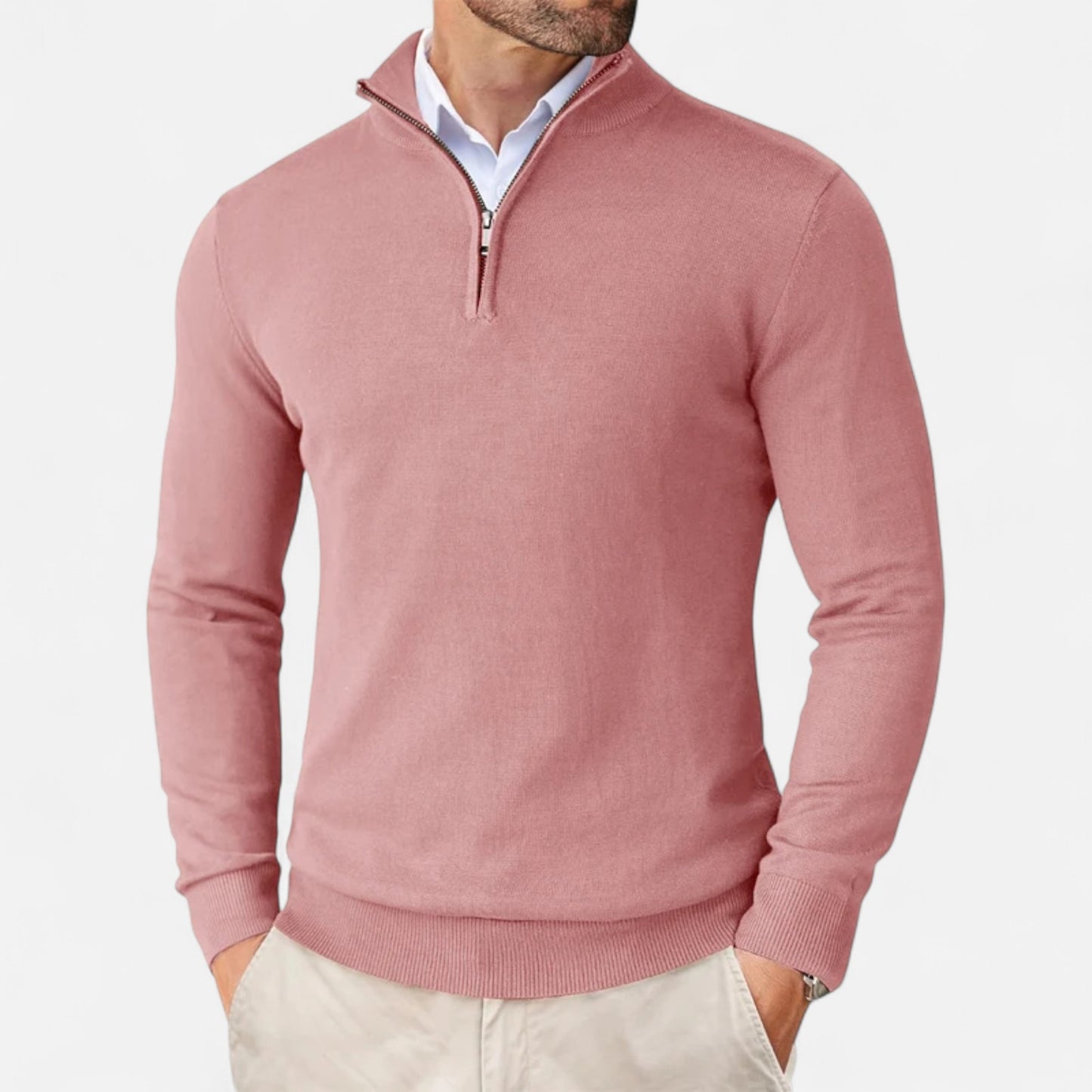La Cartiera | Men’s Slim Fit Quarter-Zip Knit Pullover