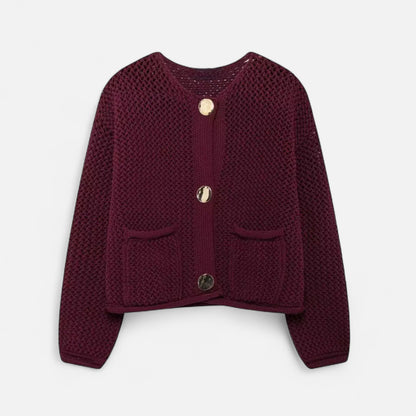 La Cartiera | Women’s Crewneck Wool Blend Knitted Cardigan