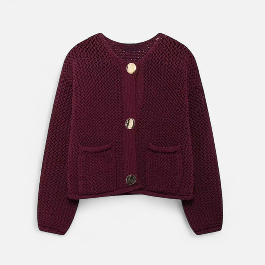 La Cartiera | Women’s Crewneck Wool Blend Knitted Cardigan