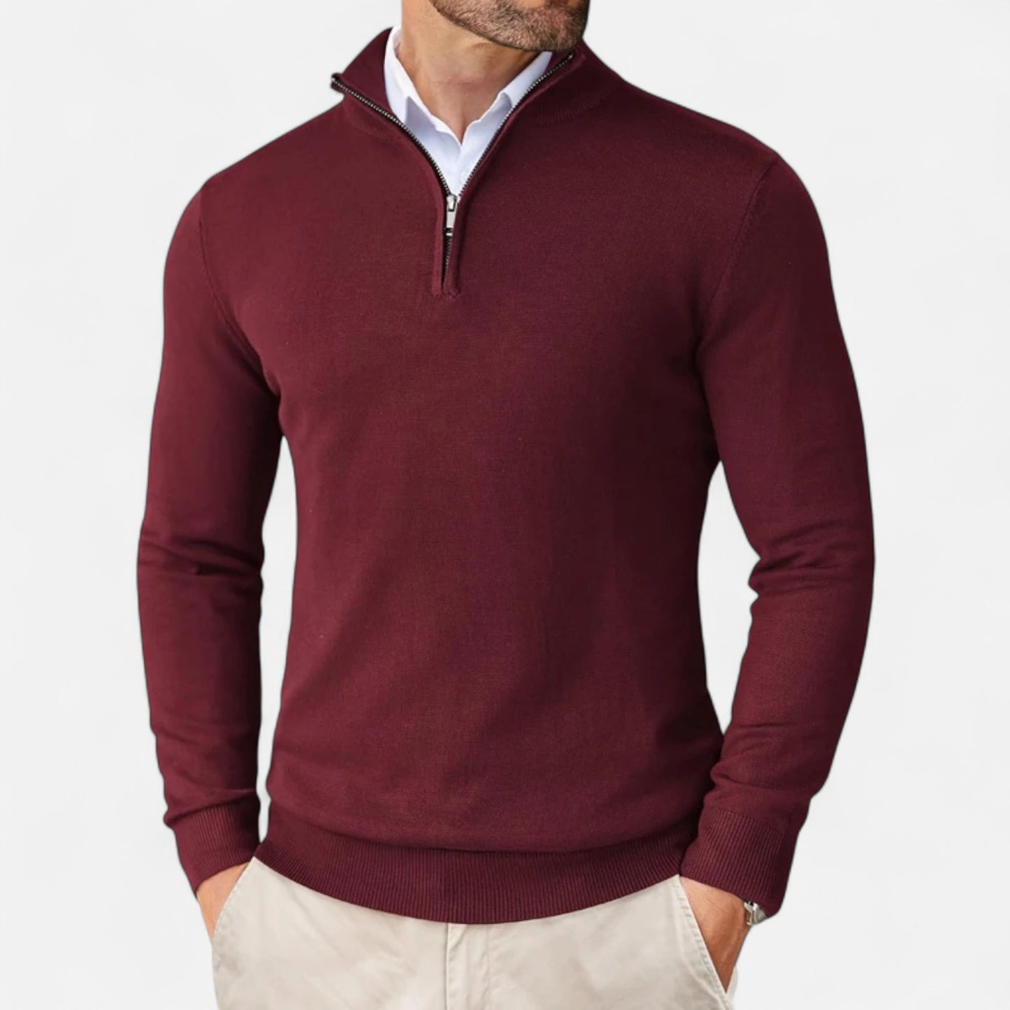 La Cartiera | Men’s Slim Fit Quarter-Zip Knit Pullover